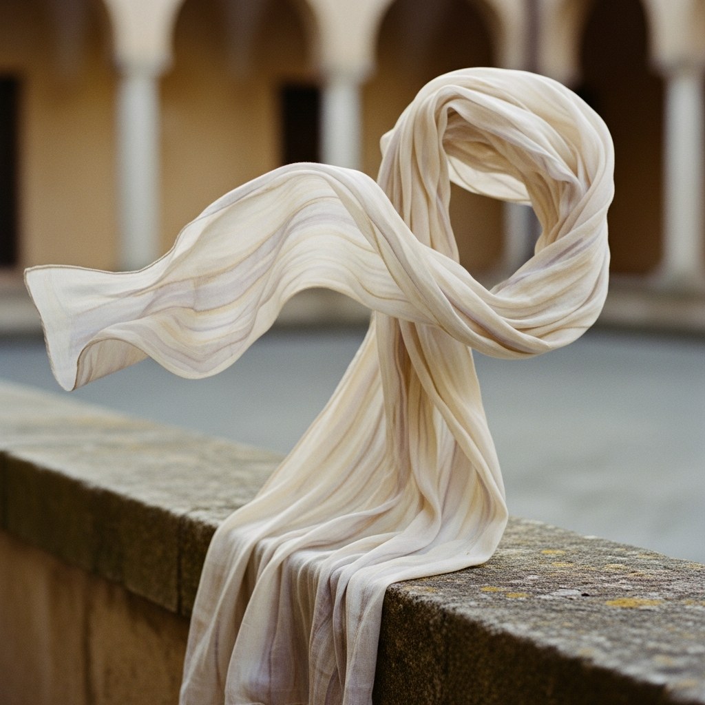 Иллюстрация: открытое окно с льняной занавеской на сквозняке, чашка чая и тишина утра — практика остановки внутреннего диалога